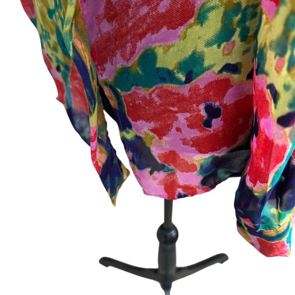 W118 by Walter Baker XSmall Multicolor Floral Sheer Button Long Sleeve Blouse - Picture 5 of 6